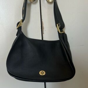 Black Leather  coach Shoulder Bag